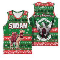 Sudan Christmas Basketball Jersey with Green Red Xmas Camel Snowflake and Coat of Arms - Wonder Print Shop