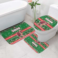 Sudan Christmas Bathroom Set with Green Red Xmas Camel Snowflake and Coat of Arms - Wonder Print Shop