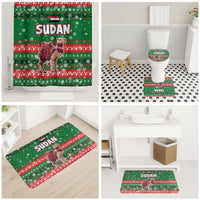 Sudan Christmas Bathroom Set with Green Red Xmas Camel Snowflake and Coat of Arms - Wonder Print Shop