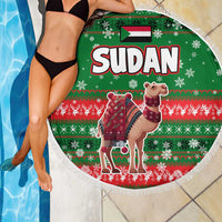 Sudan Christmas Beach Blanket with Green Red Xmas Camel Snowflake and Coat of Arms - Wonder Print Shop