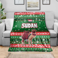 Sudan Christmas Blanket with Green Red Xmas Camel Snowflake and Coat of Arms - Wonder Print Shop
