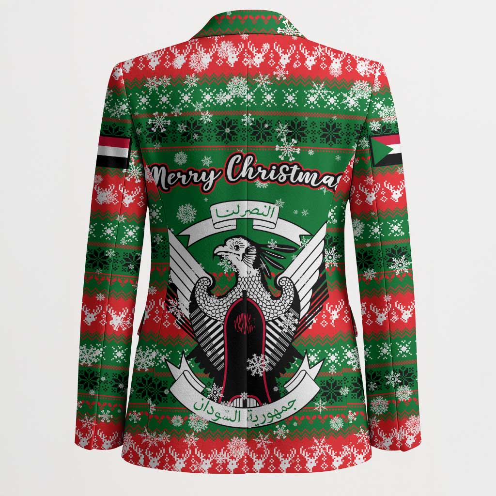 Sudan Christmas Blazer with Green Red Xmas Camel Snowflake and Coat of Arms - Wonder Print Shop
