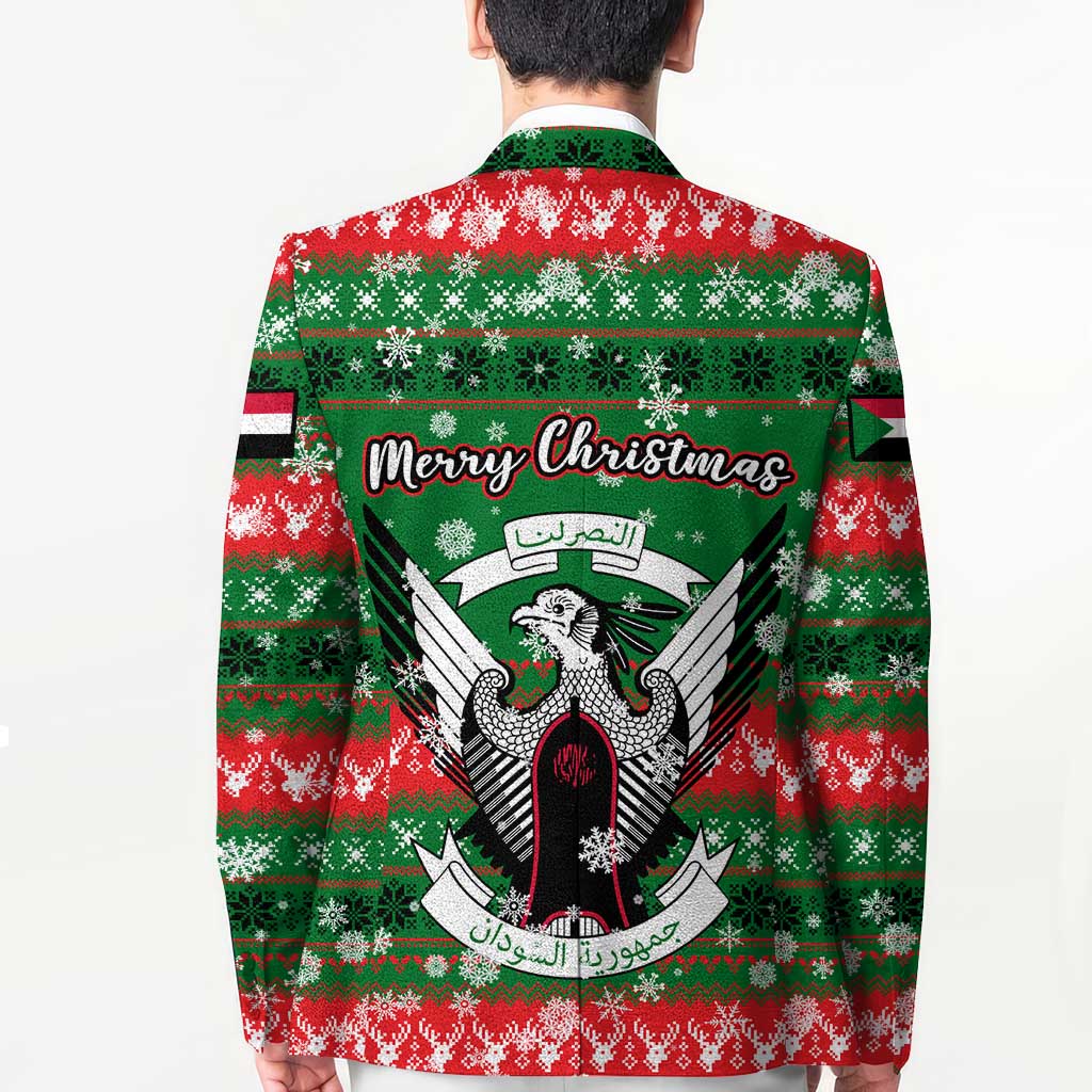 Sudan Christmas Blazer with Green Red Xmas Camel Snowflake and Coat of Arms - Wonder Print Shop