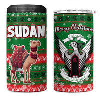 Sudan Christmas 4 in 1 Can Cooler Tumbler with Green Red Xmas Camel Snowflake and Coat of Arms - Wonder Print Shop