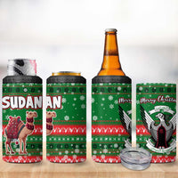 Sudan Christmas 4 in 1 Can Cooler Tumbler with Green Red Xmas Camel Snowflake and Coat of Arms - Wonder Print Shop