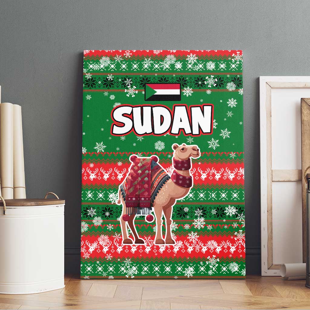 Sudan Christmas Canvas Wall Art with Green Red Xmas Camel Snowflake and Coat of Arms - Wonder Print Shop