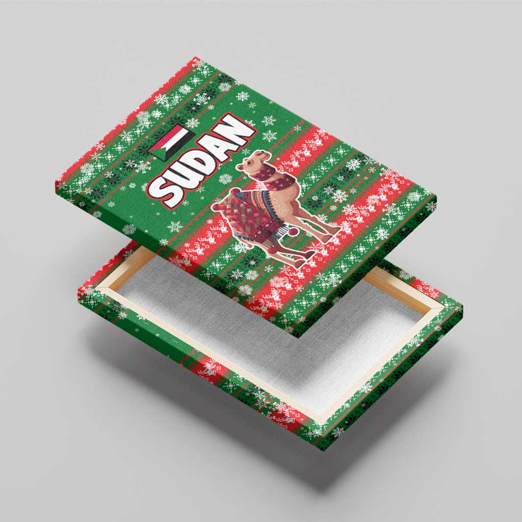 Sudan Christmas Canvas Wall Art with Green Red Xmas Camel Snowflake and Coat of Arms - Wonder Print Shop