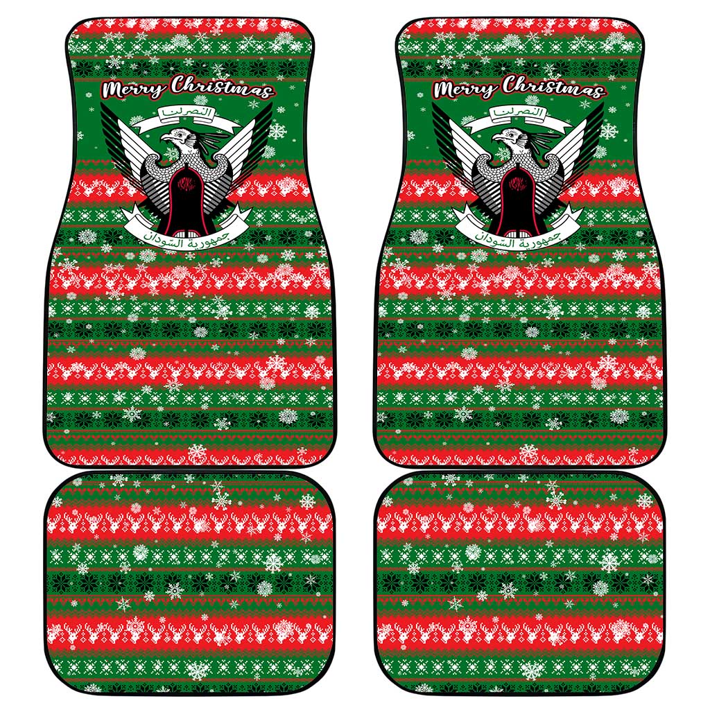 Sudan Christmas Car Mats with Green Red Xmas Camel Snowflake and Coat of Arms - Wonder Print Shop