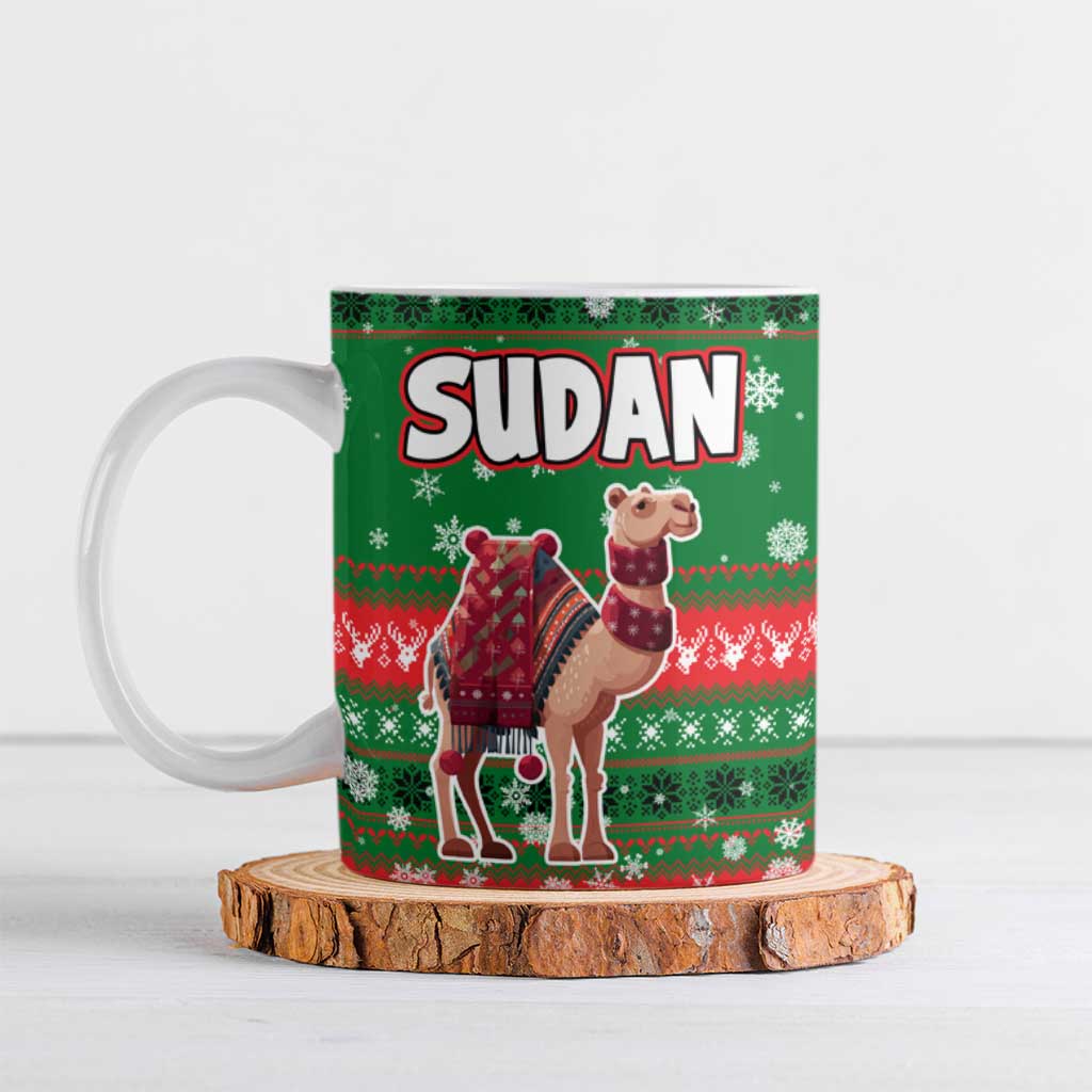 Sudan Christmas Ceramic Mug with Green Red Xmas Camel Snowflake and Coat of Arms - Wonder Print Shop