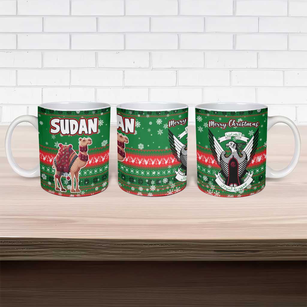 Sudan Christmas Ceramic Mug with Green Red Xmas Camel Snowflake and Coat of Arms - Wonder Print Shop
