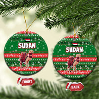 Sudan Christmas Ceramic Ornament with Green Red Xmas Camel Snowflake and Coat of Arms - Wonder Print Shop