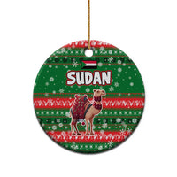 Sudan Christmas Ceramic Ornament with Green Red Xmas Camel Snowflake and Coat of Arms - Wonder Print Shop