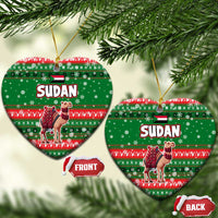 Sudan Christmas Ceramic Ornament with Green Red Xmas Camel Snowflake and Coat of Arms - Wonder Print Shop