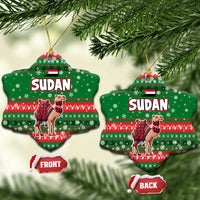 Sudan Christmas Ceramic Ornament with Green Red Xmas Camel Snowflake and Coat of Arms - Wonder Print Shop