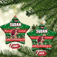 Sudan Christmas Ceramic Ornament with Green Red Xmas Camel Snowflake and Coat of Arms - Wonder Print Shop