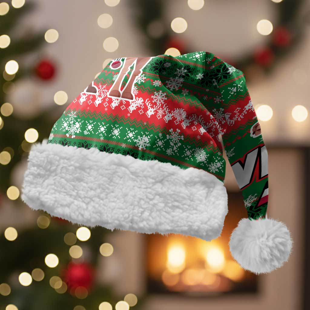 Sudan Christmas Santa Hat with Green Red Xmas Camel Snowflake and Coat of Arms - Wonder Print Shop