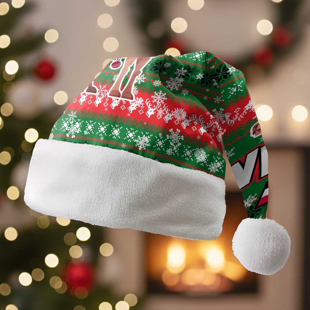 Sudan Christmas Santa Hat with Green Red Xmas Camel Snowflake and Coat of Arms - Wonder Print Shop