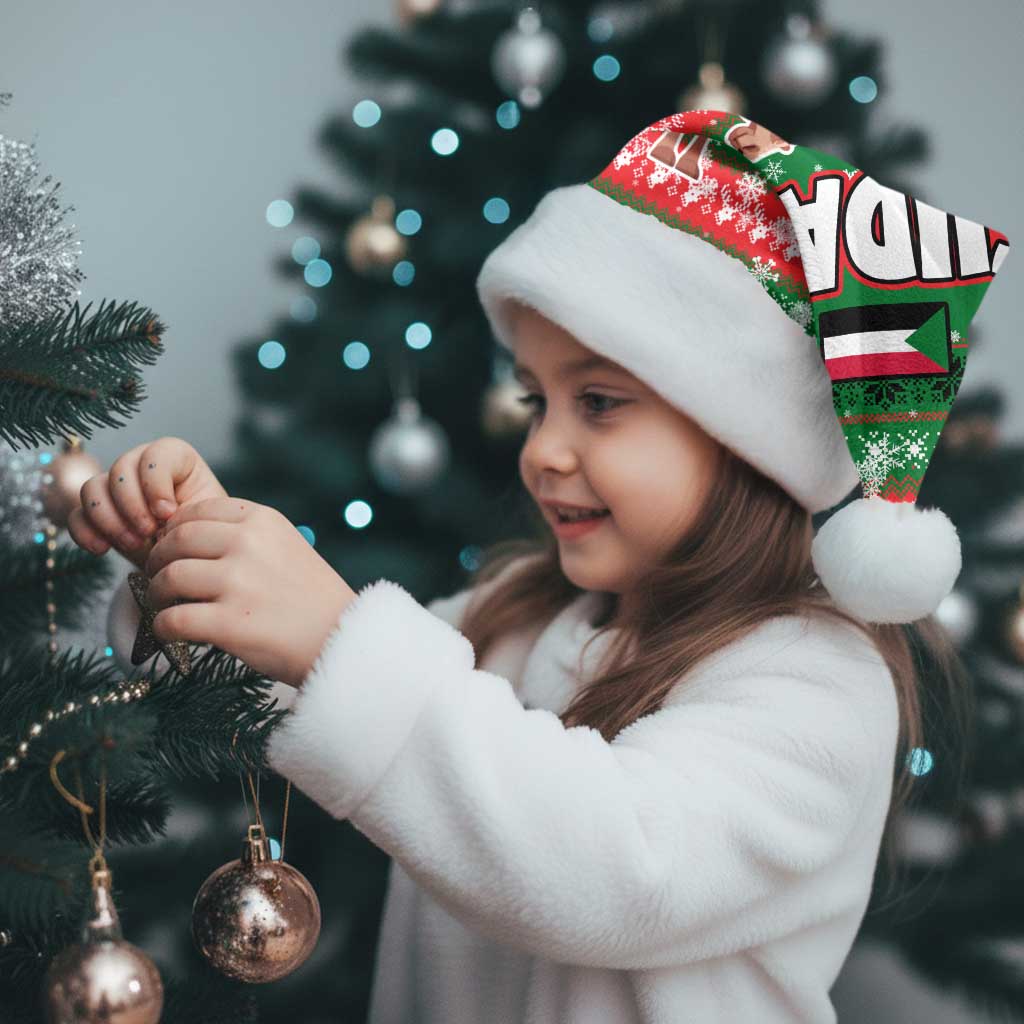 Sudan Christmas Santa Hat with Green Red Xmas Camel Snowflake and Coat of Arms - Wonder Print Shop