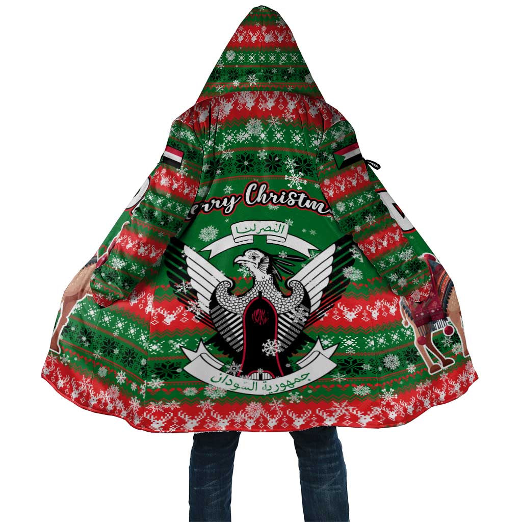Sudan Christmas Cloak with Green Red Xmas Camel Snowflake and Coat of Arms - Wonder Print Shop