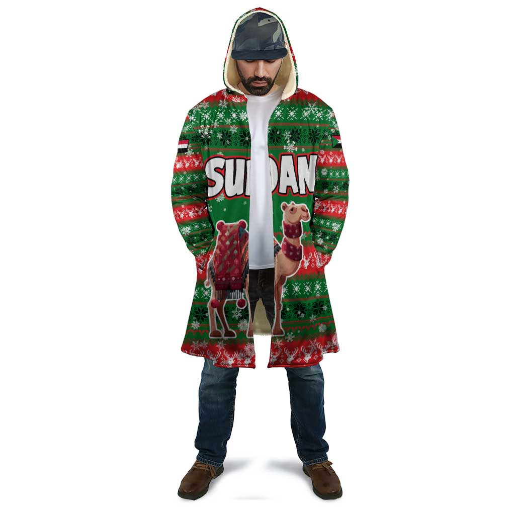 Sudan Christmas Cloak with Green Red Xmas Camel Snowflake and Coat of Arms - Wonder Print Shop