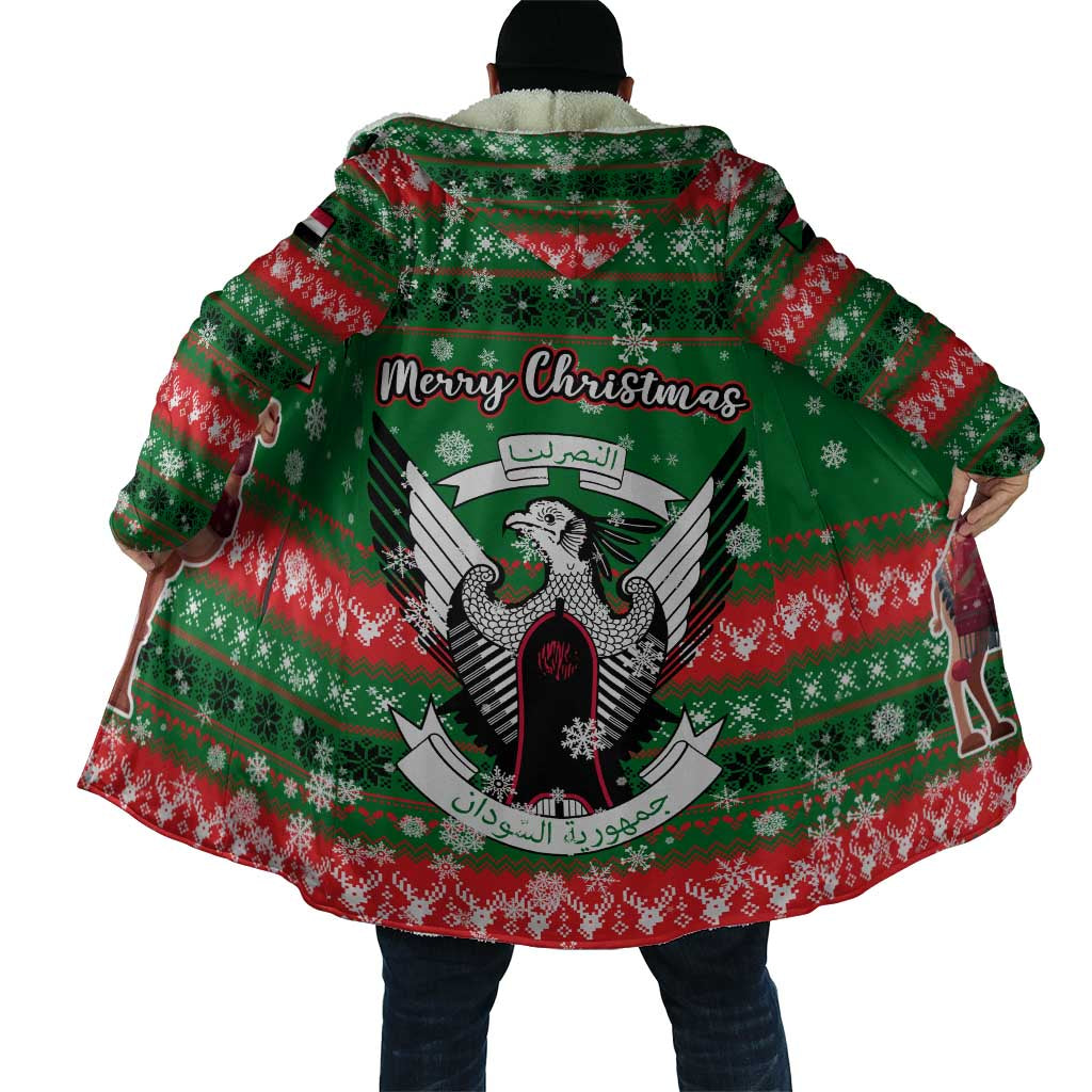 Sudan Christmas Cloak with Green Red Xmas Camel Snowflake and Coat of Arms - Wonder Print Shop