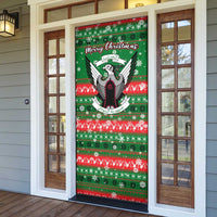 Sudan Christmas Door Cover with Green Red Xmas Camel Snowflake and Coat of Arms - Wonder Print Shop