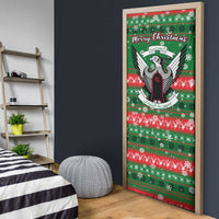 Sudan Christmas Door Cover with Green Red Xmas Camel Snowflake and Coat of Arms - Wonder Print Shop