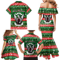 Sudan Christmas Family Matching Mermaid Dress and Hawaiian Shirt with Green Red Xmas Camel Snowflake and Coat of Arms - Wonder Print Shop