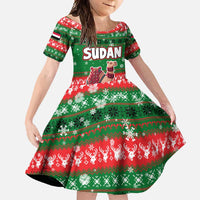Sudan Christmas Family Matching Off Shoulder Maxi Dress and Hawaiian Shirt with Green Red Xmas Camel Snowflake and Coat of Arms - Wonder Print Shop