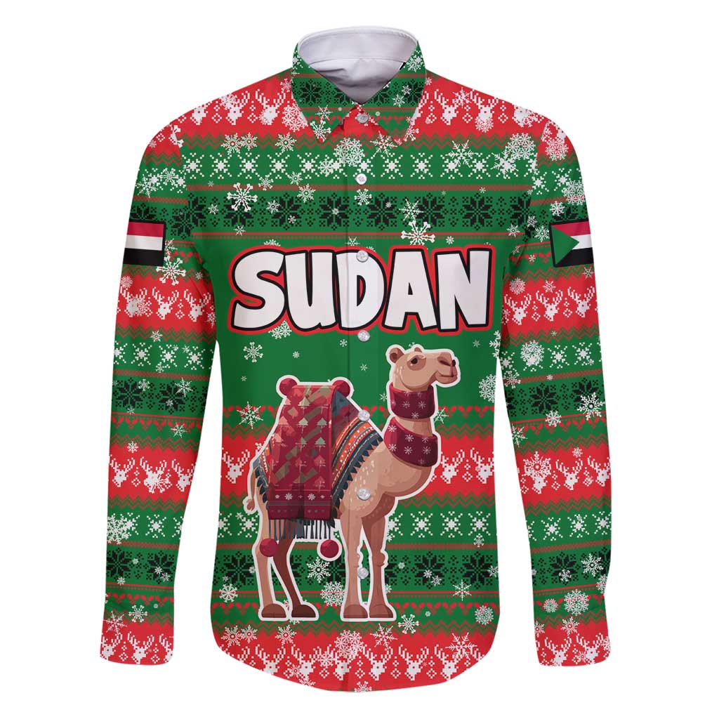 Sudan Christmas Family Matching Puletasi and Hawaiian Shirt with Green Red Xmas Camel Snowflake and Coat of Arms - Wonder Print Shop