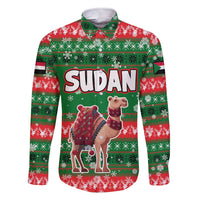 Sudan Christmas Family Matching Short Sleeve Bodycon Dress and Hawaiian Shirt with Green Red Xmas Camel Snowflake and Coat of Arms - Wonder Print Shop