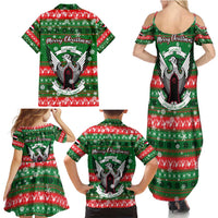 Sudan Christmas Family Matching Summer Maxi Dress and Hawaiian Shirt with Green Red Xmas Camel Snowflake and Coat of Arms - Wonder Print Shop