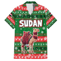 Sudan Christmas Hawaiian Shirt with Green Red Xmas Camel Snowflake and Coat of Arms - Wonder Print Shop
