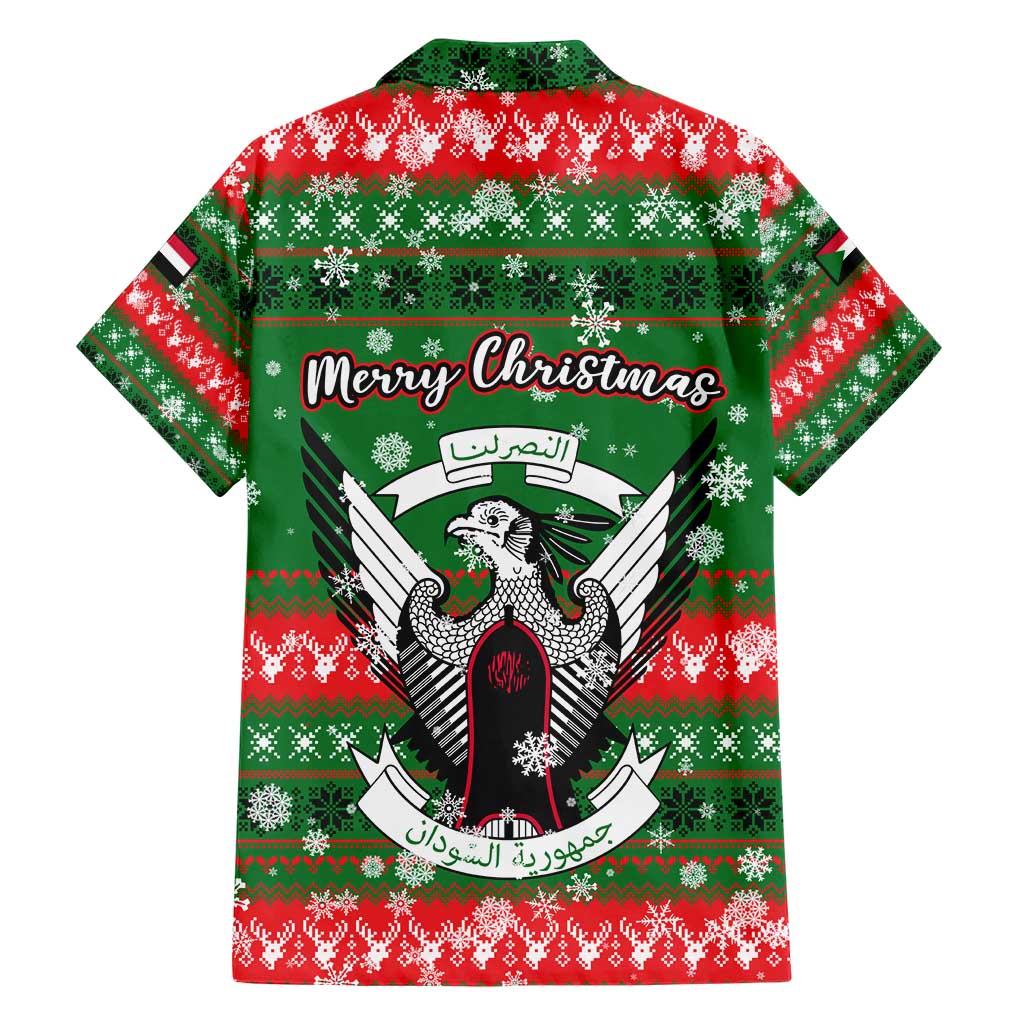 Sudan Christmas Hawaiian Shirt with Green Red Xmas Camel Snowflake and Coat of Arms - Wonder Print Shop