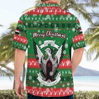 Sudan Christmas Hawaiian Shirt with Green Red Xmas Camel Snowflake and Coat of Arms - Wonder Print Shop