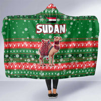 Sudan Christmas Hooded Blanket with Green Red Xmas Camel Snowflake and Coat of Arms - Wonder Print Shop