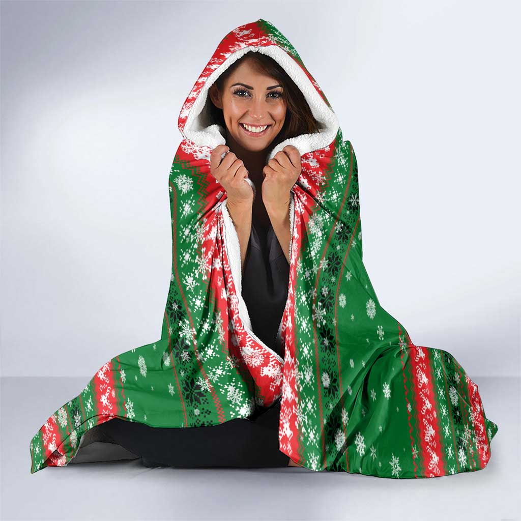 Sudan Christmas Hooded Blanket with Green Red Xmas Camel Snowflake and Coat of Arms - Wonder Print Shop