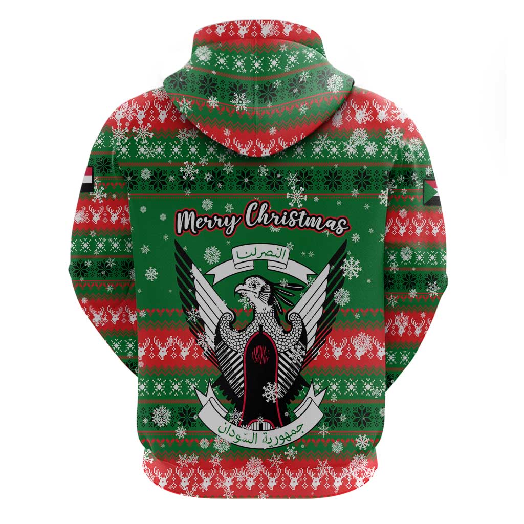 Sudan Christmas Hoodie with Green Red Xmas Camel Snowflake and Coat of Arms - Wonder Print Shop