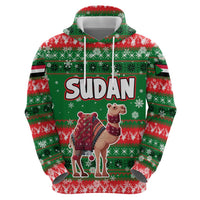 Sudan Christmas Hoodie with Green Red Xmas Camel Snowflake and Coat of Arms - Wonder Print Shop