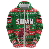 Sudan Christmas Hoodie with Green Red Xmas Camel Snowflake and Coat of Arms - Wonder Print Shop