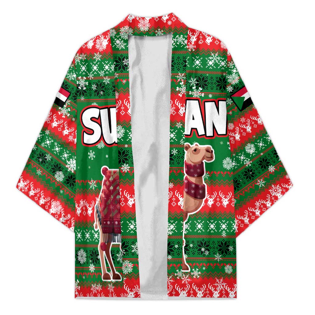 Sudan Christmas Kimono with Green Red Xmas Camel Snowflake and Coat of Arms - Wonder Print Shop