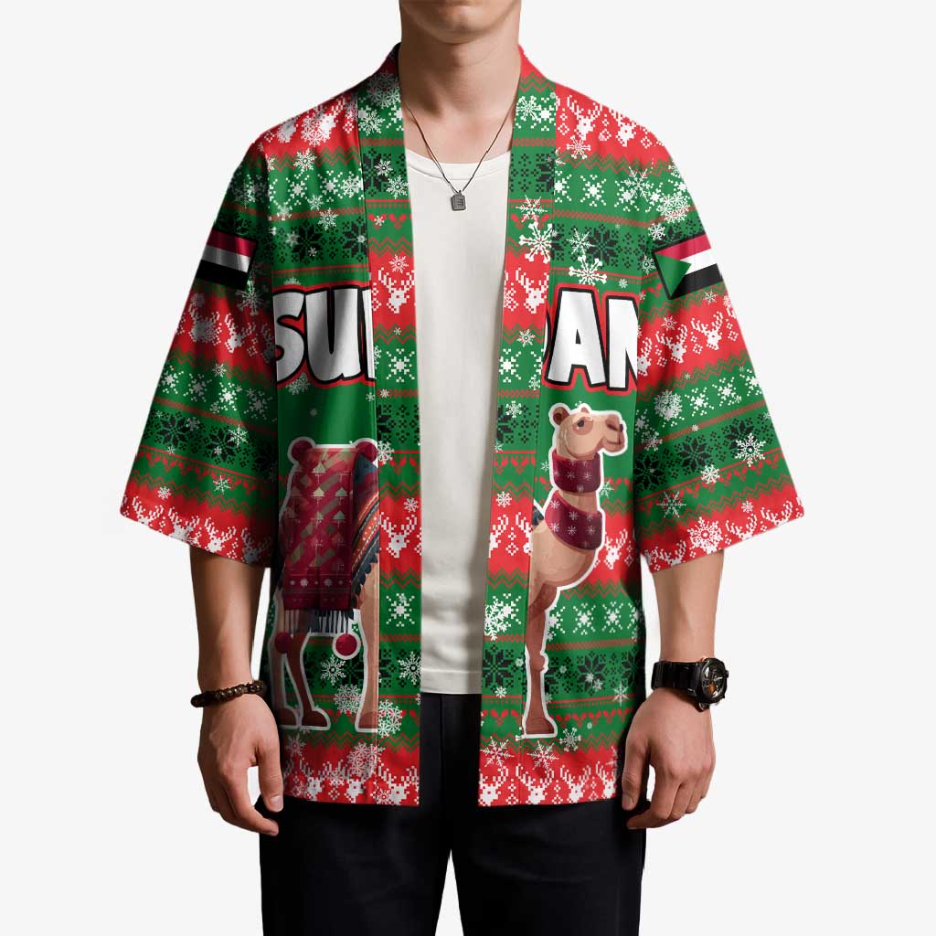 Sudan Christmas Kimono with Green Red Xmas Camel Snowflake and Coat of Arms - Wonder Print Shop