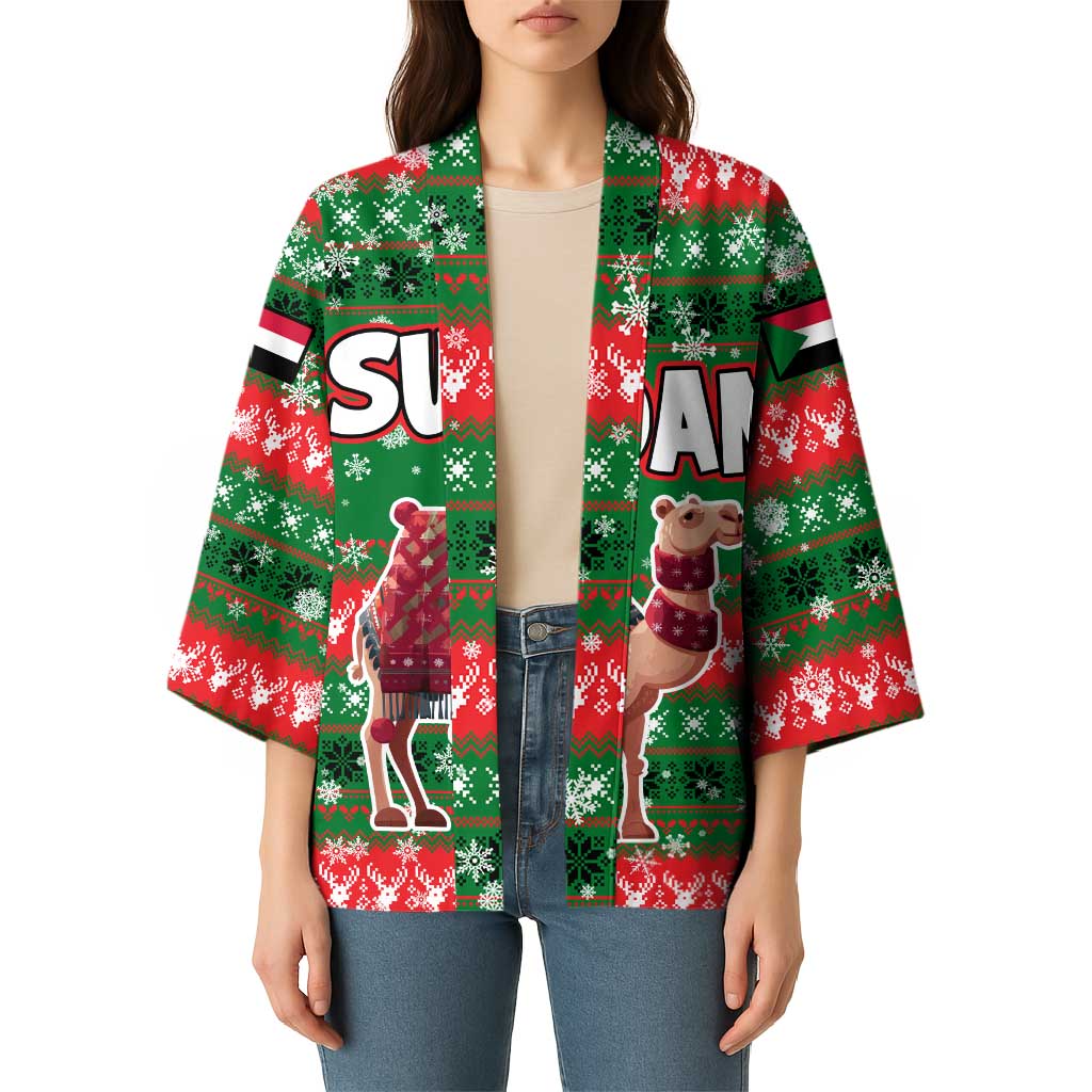 Sudan Christmas Kimono with Green Red Xmas Camel Snowflake and Coat of Arms - Wonder Print Shop