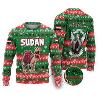Sudan Christmas Ugly Christmas Sweater with Green Red Xmas Camel Snowflake and Coat of Arms - Wonder Print Shop