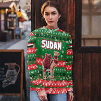 Sudan Christmas Ugly Christmas Sweater with Green Red Xmas Camel Snowflake and Coat of Arms - Wonder Print Shop