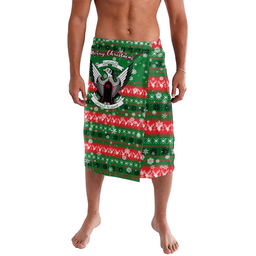 Sudan Christmas Lavalava with Green Red Xmas Camel Snowflake and Coat of Arms - Wonder Print Shop