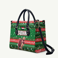 Sudan Christmas Leather Bag with Green Red Xmas Camel Snowflake and Coat of Arms - Wonder Print Shop