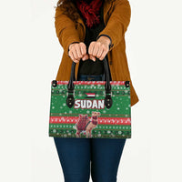 Sudan Christmas Leather Bag with Green Red Xmas Camel Snowflake and Coat of Arms - Wonder Print Shop