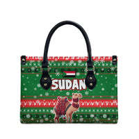 Sudan Christmas Leather Bag with Green Red Xmas Camel Snowflake and Coat of Arms - Wonder Print Shop