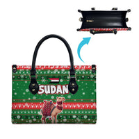 Sudan Christmas Leather Bag with Green Red Xmas Camel Snowflake and Coat of Arms - Wonder Print Shop